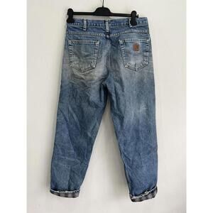 Vintage Carhartt Denim Plaid Lined Pants jeans 34x34